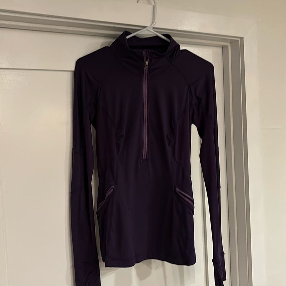 Lululemon Quarter Zip Purple Size 6 Running Top with Lace and Reflective Detail
